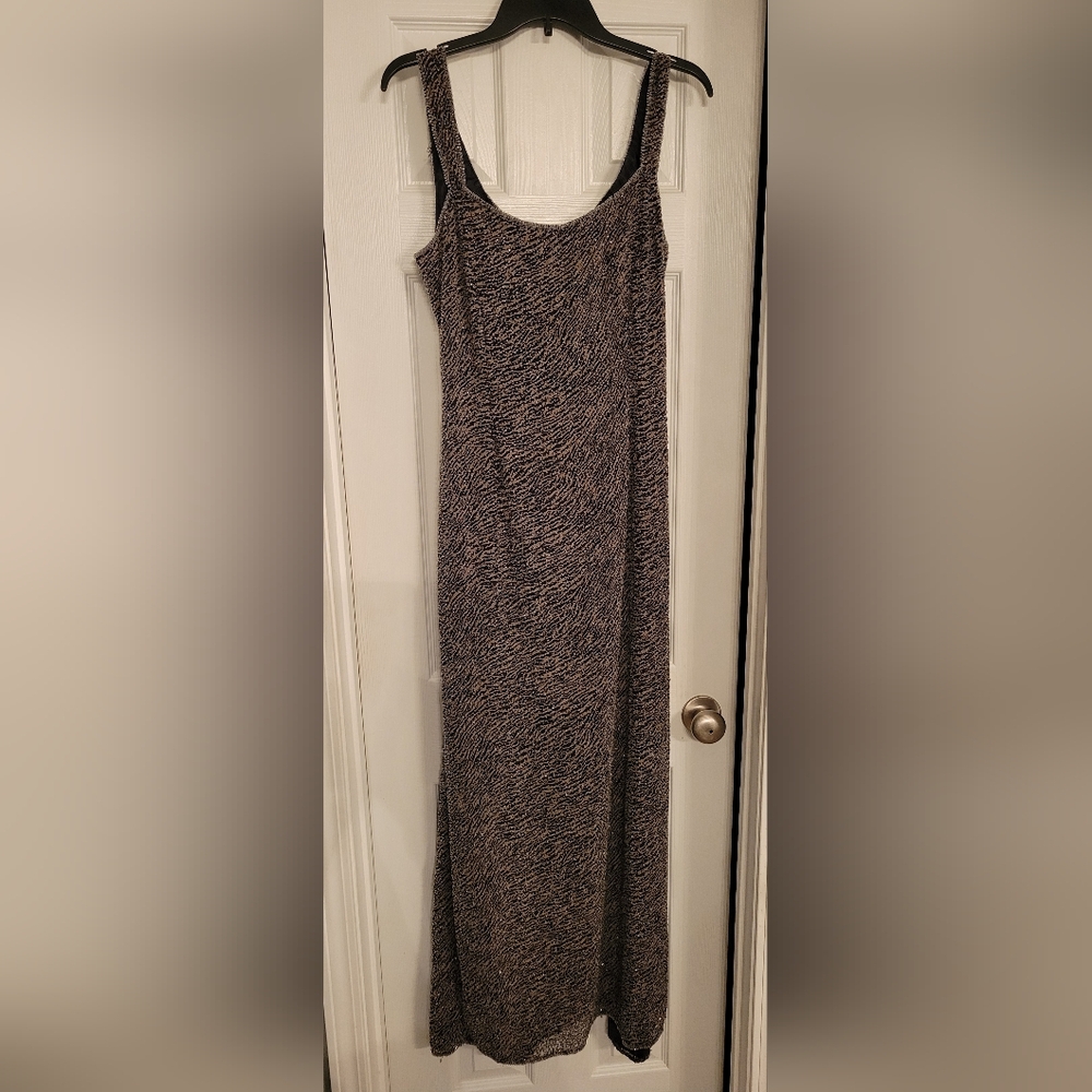 Elegant Black and Taupe Women's Beaded Dress